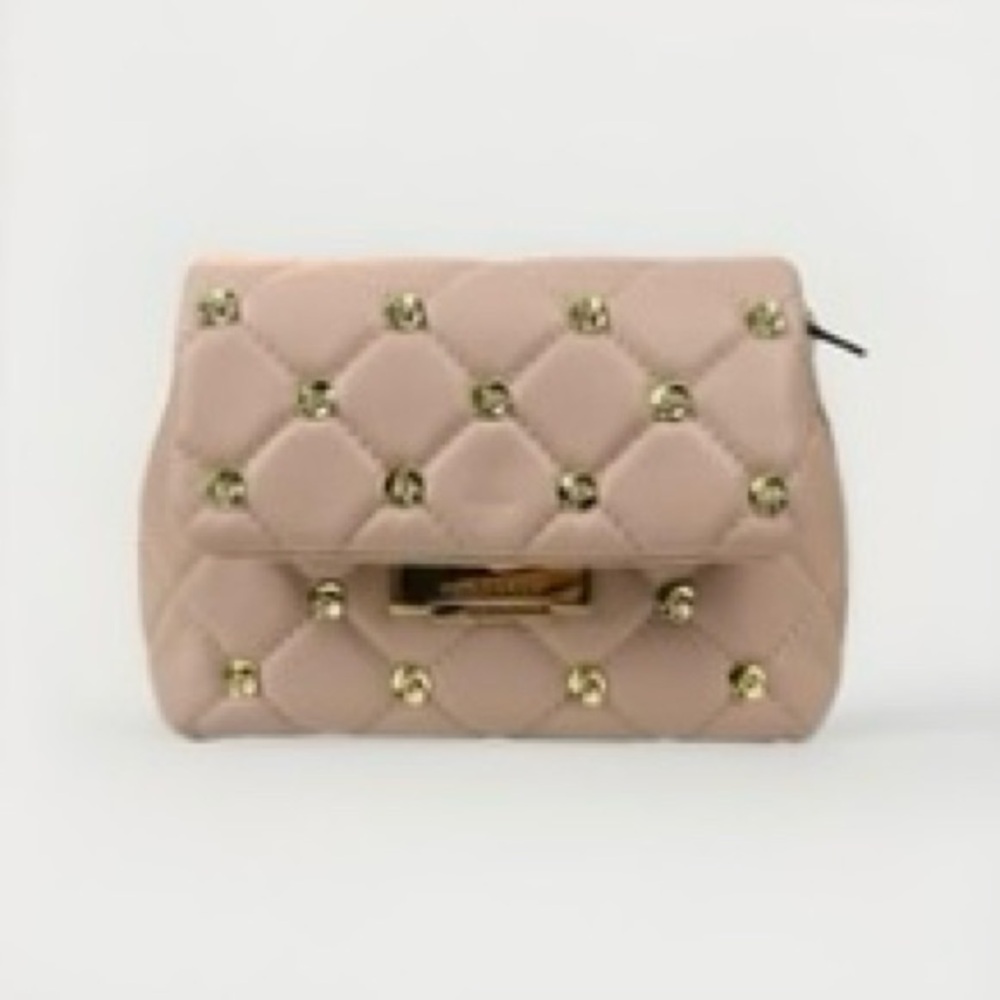 Ted Baker Quilted Studded Crossbody Bag in Blush Pink with Gold Hardware